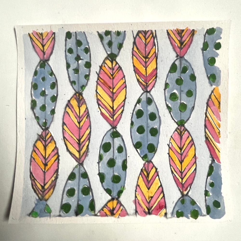 Abstract Pattern Gouache Art Painting. Colorful NEW